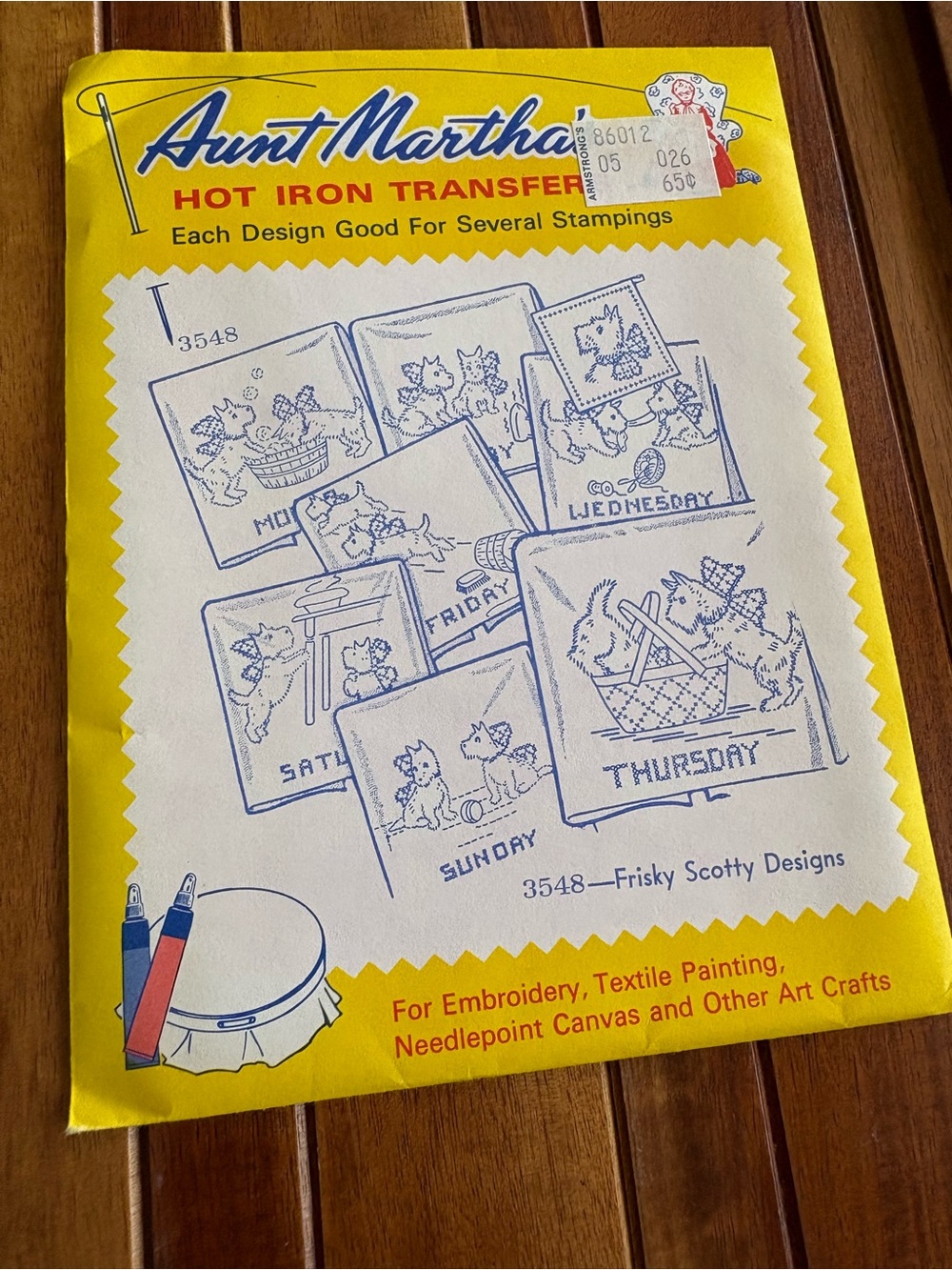 Vtg aunt Martha’s 3548 frisky Scotty designs, hot iron embroidery transfer